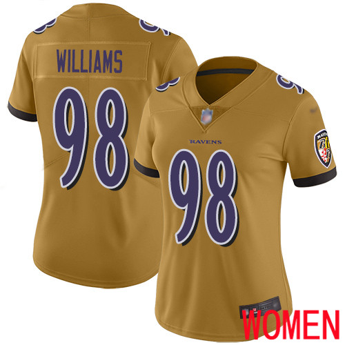 Baltimore Ravens Limited Gold Women Brandon Williams Jersey NFL Football #98 Inverted Legend